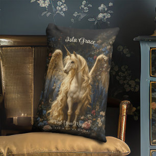 Cojín Lumbar Pegasus Unicornio Crema Antiguo Fantasía Bosque