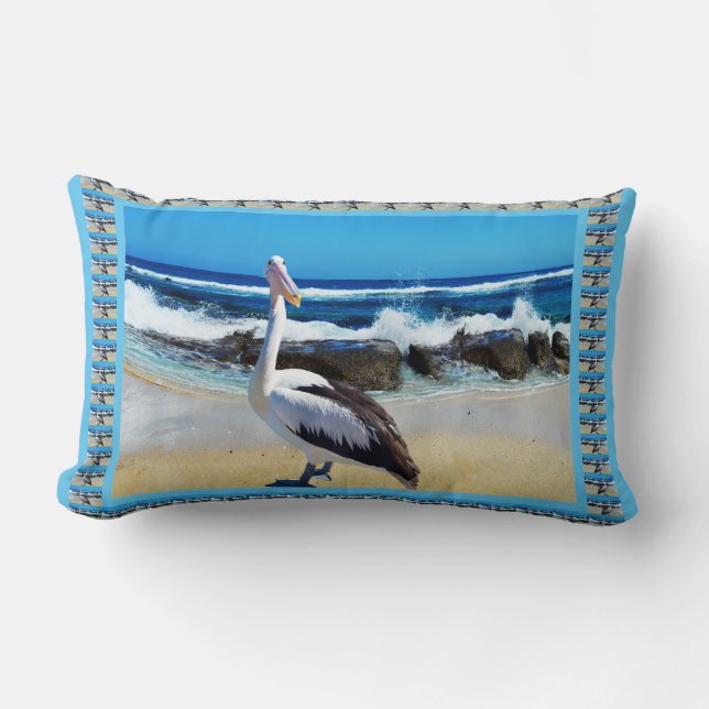 Cojín Lumbar Pelican Beach Splash, (Anverso)