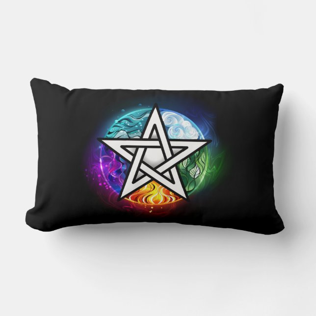 Cojín Lumbar Pentagrama de Wiccan (Anverso)