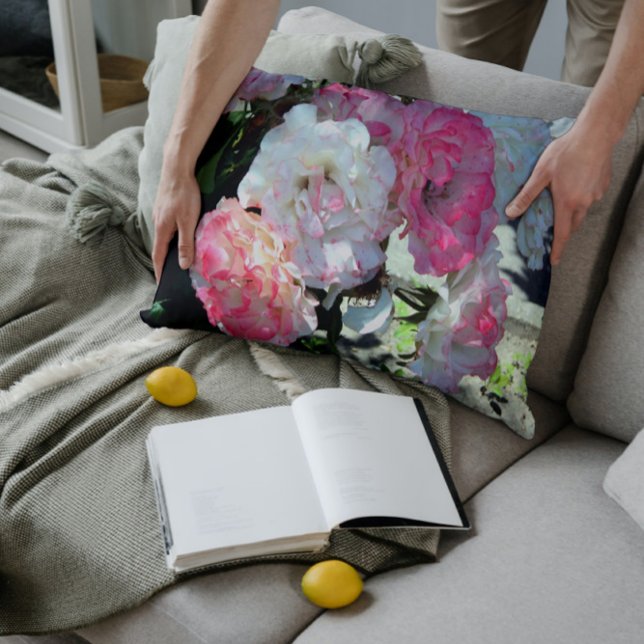 Cojín Lumbar peonías rosadas blancas (Subido por el creador)
