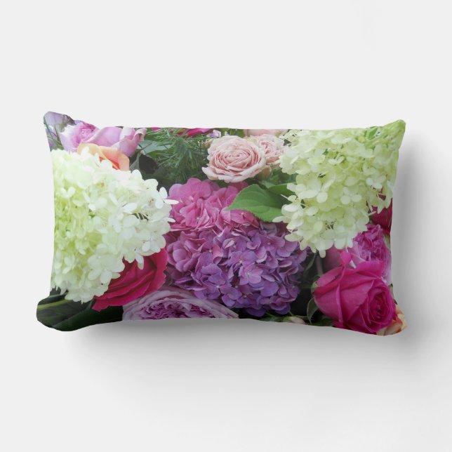 Cojín Lumbar Peony subió flor clásica del Hydrangea del jardín (Anverso)