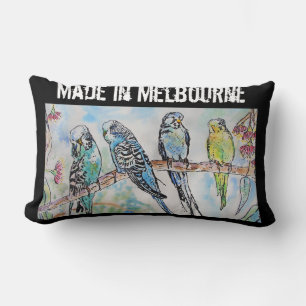 Cojín Lumbar Periquito australiano pájaro hecho en Melbourne pá
