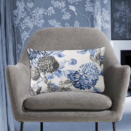 Cojín Lumbar Periwinkle Blue Black & White Botanile