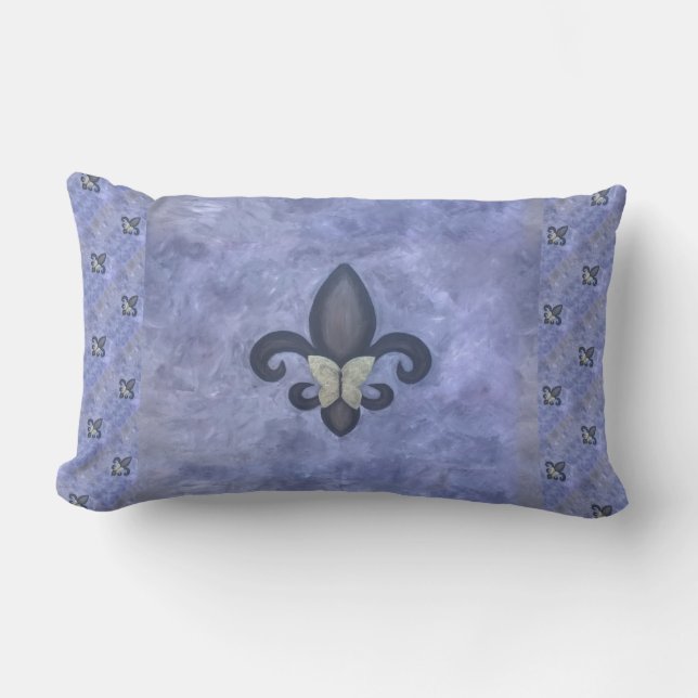 Cojín Lumbar Periwinkle Butterfleur | Fleur de Lis Butterfly (Anverso)