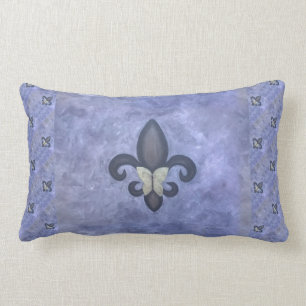 Cojín Lumbar Periwinkle Butterfleur Fleur de Lis Butterfly