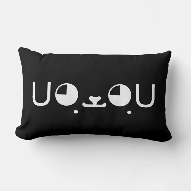 Cojín Lumbar Perro cachorro cúrito Kaomoji Emoticon (Anverso)