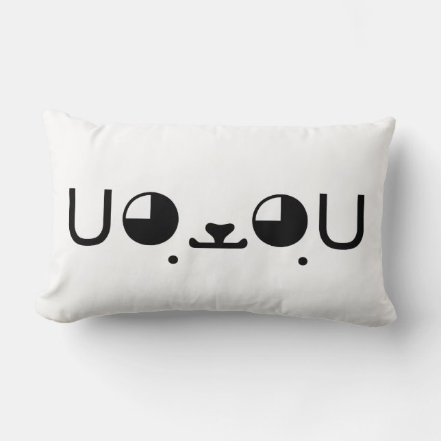 Cojín Lumbar Perro cachorro kawaii japonés emoticono komoji (Anverso)