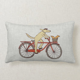 Cojín Lumbar Perro de ciclo con el amigo de la ardilla - arte