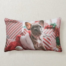 Cojín Lumbar "Perro de perro Navidad de Bulldog francés"