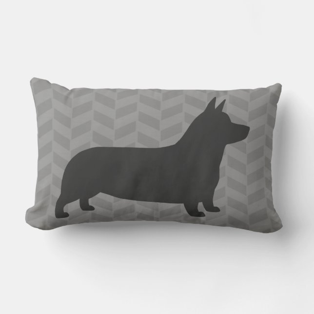 Cojín Lumbar Perro galés Perro Silhouette Gray (Anverso)