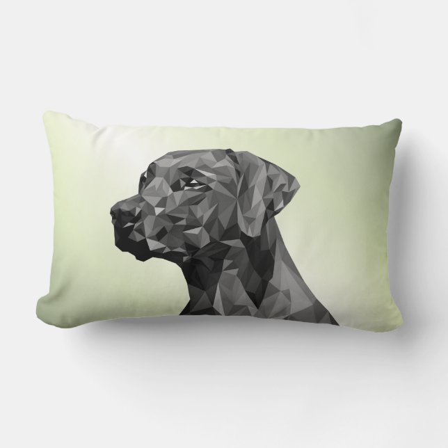 Cojín Lumbar Perro geométrico gris verde (Anverso)
