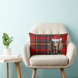 Cojín Lumbar Perro Navidades del amante Rojo Negro Coonhound