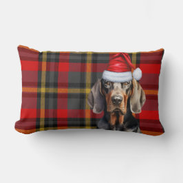 Cojín Lumbar Perro Navidades del amante Rojo Negro Coonhound