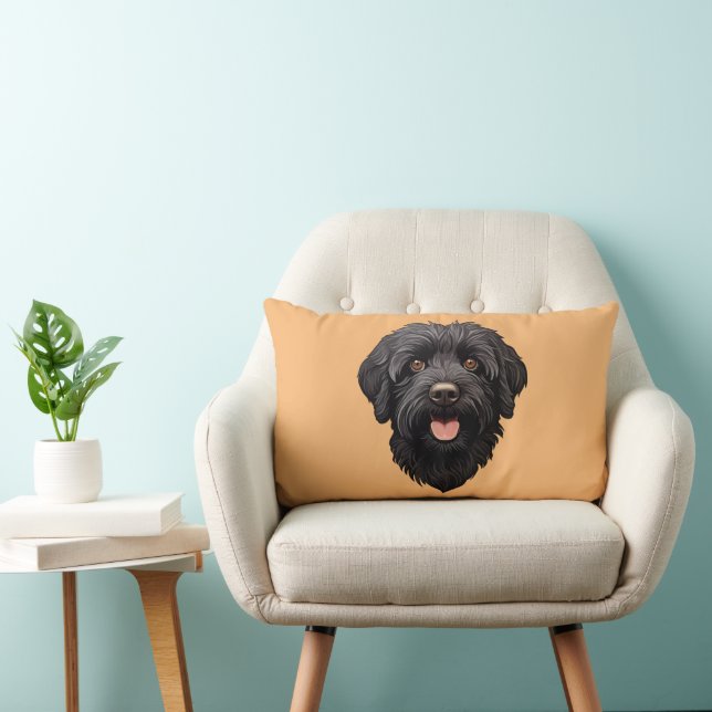 Cojín Lumbar Perro negro Labradoodle (Silla)