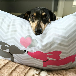 Cojín Lumbar Perro salchicha Dachshund Amor y Corazones Rosa y