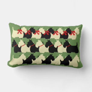 Cojín Lumbar Perro Scottish Terrier de estampado de cuadros ver