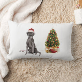 Cojín Lumbar Perro y árbol graciosos de Black Lab Navidades