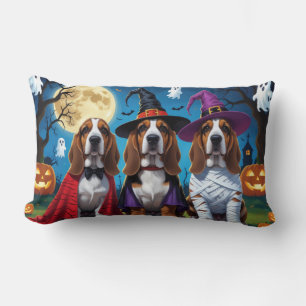 Cojín Lumbar Perros Basset Hound Calabaza Halloween Divertido