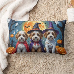 Cojín Lumbar Perros Bernedoodle Calabaza Halloween Divertido