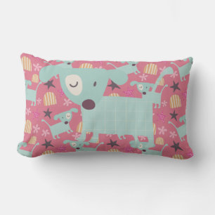 Cojín Lumbar Perros, estrellas y flores