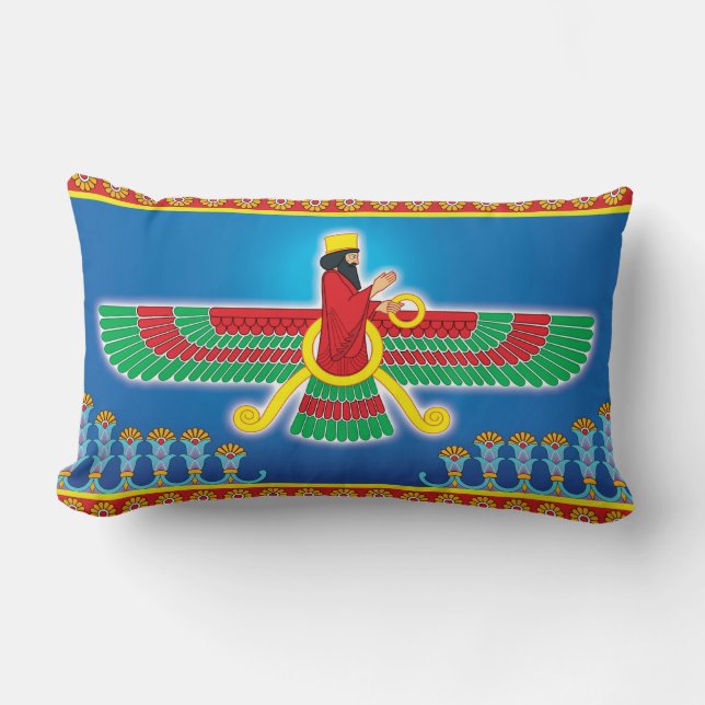 Cojín Lumbar Persa Faravahar del Zoroastrian (Anverso)