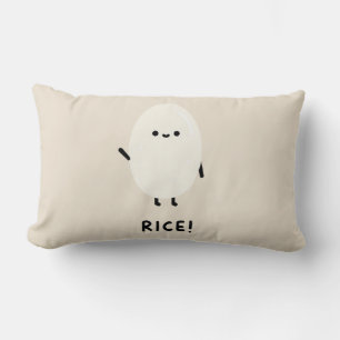 Cojín Lumbar personaje de arroz lindo minimalista kawaii divert