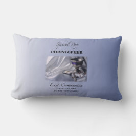 Cojín Lumbar Personalice, niño, primera comunión azul