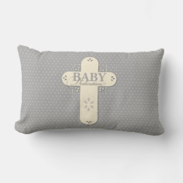 Cojín Lumbar Personaliza, Cremita y Cruz Gris para Dedicación d