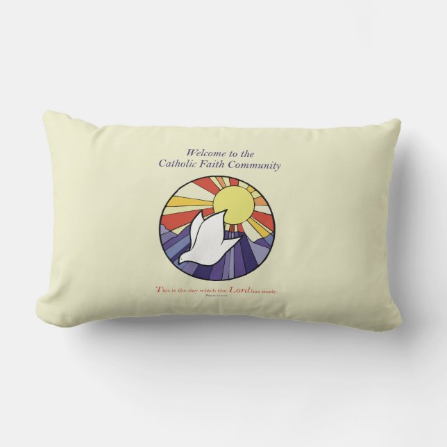 Cojín Lumbar Personaliza el nombre, RCIA Dove Circle en amarill (Anverso)