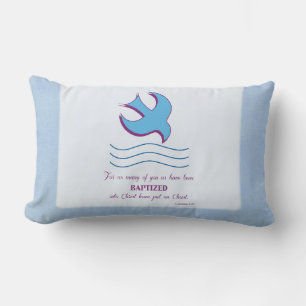Cojín Lumbar Personaliza, Paloma del Bautismo de Adulto en Azul