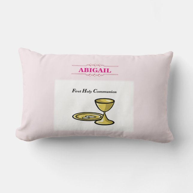 Cojín Lumbar Personalizable, Chica Cuerpo de Comunión y Sangre (Anverso)