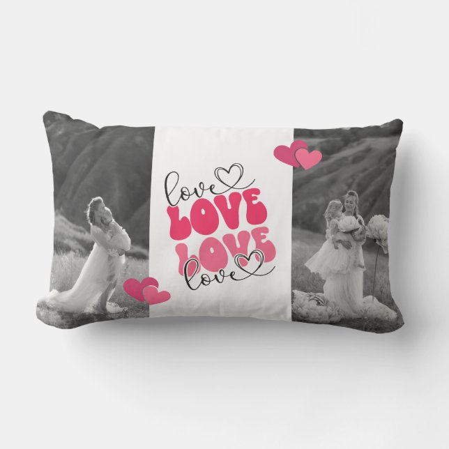 Cojín Lumbar Personalizado blanco y negro El día de San Valentí (Anverso)