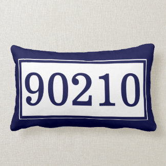 Cojín Lumbar Personalizado Código postal Azul oscuro y blanco c