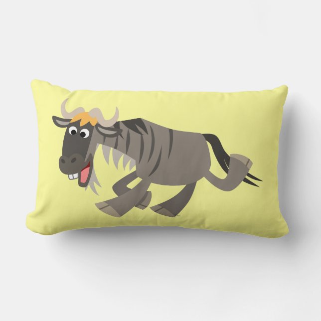 Cojín Lumbar Personalizado Cute Happy Wildebeest Pillow (Anverso)