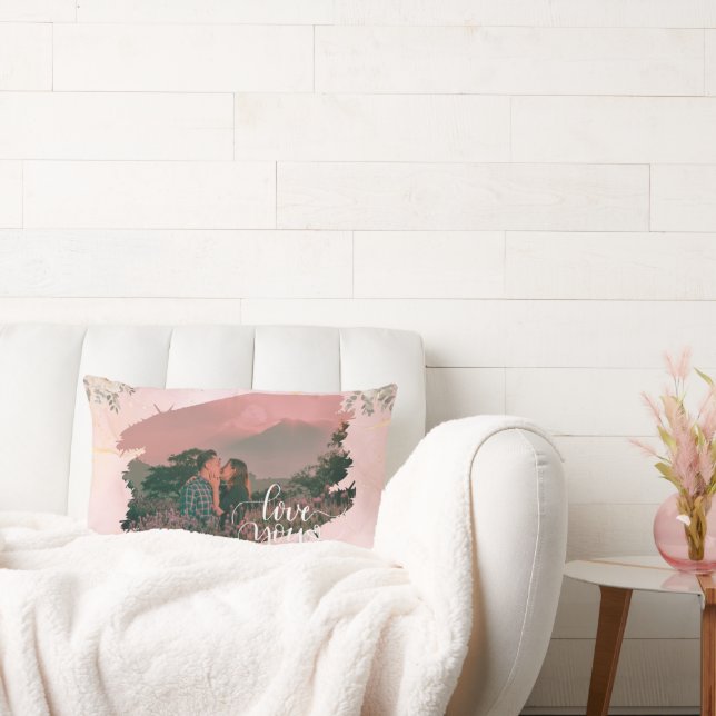 Cojín Lumbar Personalizado Cute Love You Foto De Pareja Floral  (Sofá)