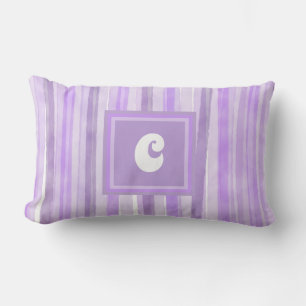 Cojín Lumbar Personalizado de bandas de lavanda monograma