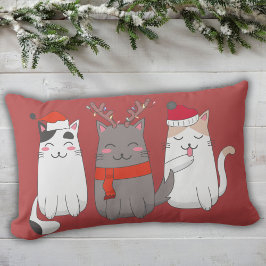 Cojín Lumbar Personalizado de gatos de Navidades hábiles