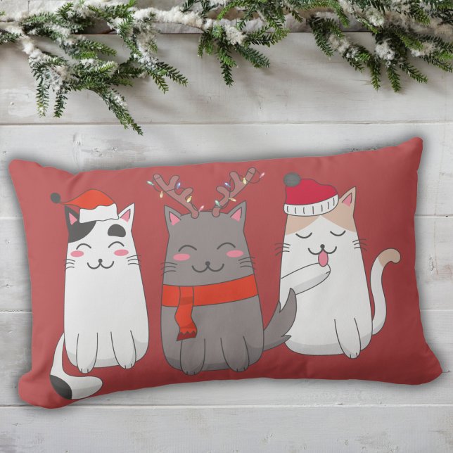 Cojín Lumbar Personalizado de gatos de Navidades hábiles (Subido por el creador)