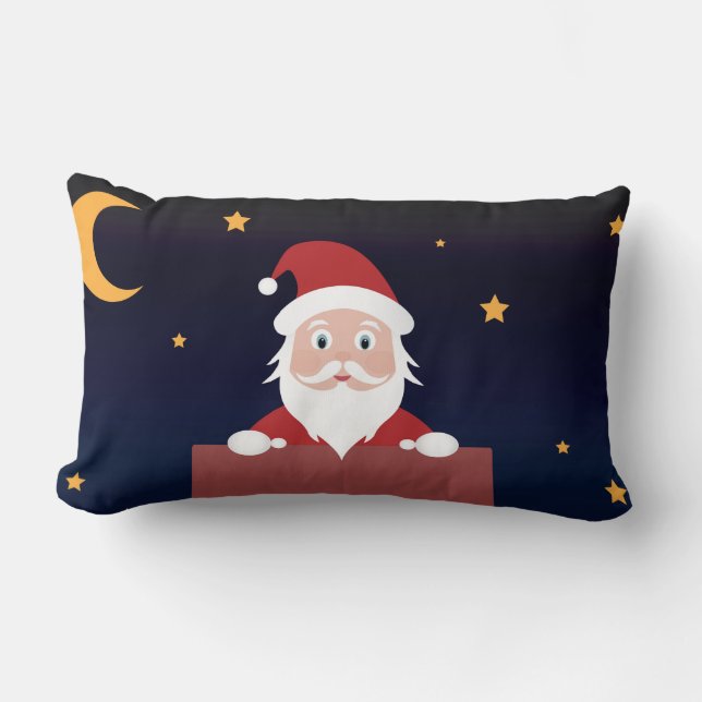 Cojín Lumbar Personalizado de Santa Claus Nochebuena noche en l (Anverso)