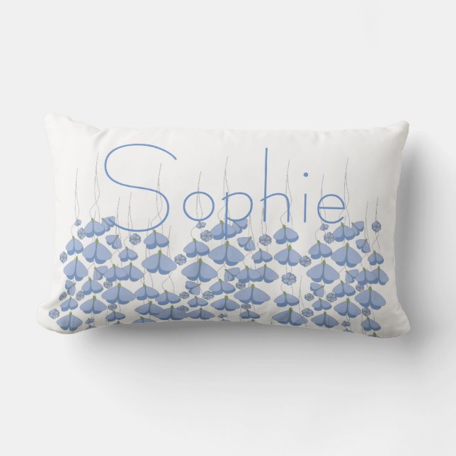 Cojín Lumbar Personalizado del enjambre de mariposa azul (Anverso)