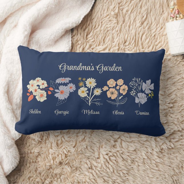 Cojín Lumbar Personalizado del jardín de flores de la abuela 5  (Manta)