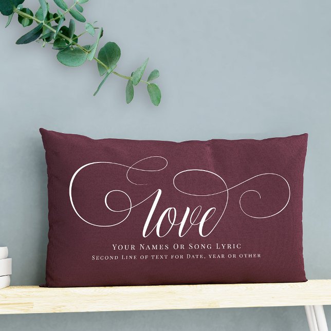 Cojín Lumbar Personalizado DIY Script Calligraphy Love Lyrics K (Love, DIY style! Our script calligraphy pillow, a custom keepsake for couples. )