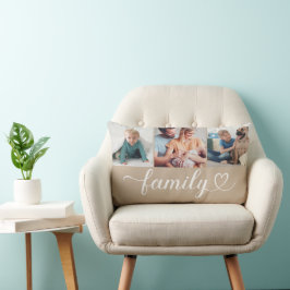 Cojín Lumbar Personalizado Familia Guión del corazón Beige 3 Co