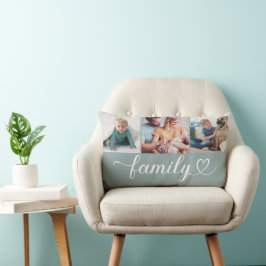Cojín Lumbar Personalizado Familia Mist Heart Script 3 Collage 
