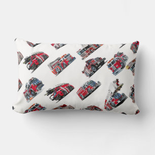 Cojín Lumbar Personalizado Fire Trucks Fabric de patrón sin fis