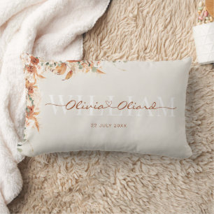 Cojín Lumbar Personalizado Floral Boho Boda & Bridal Shower Gif
