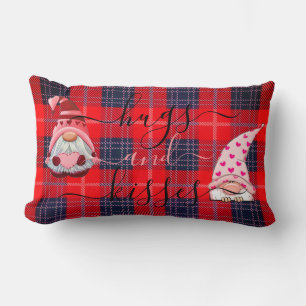 Cojín Lumbar Personalizado HUGS & KISSES Gnome Buffalo Plaid Va