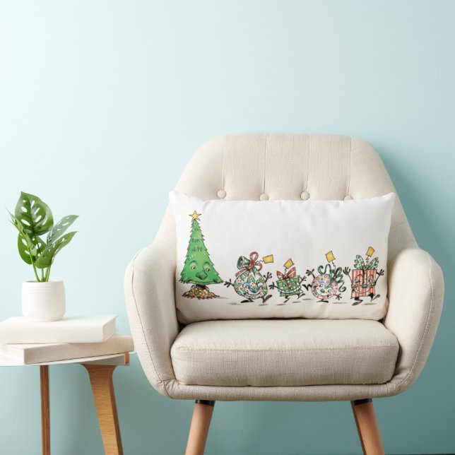Cojín Lumbar Personalizado lindo bailando regalos navideños y á (Silla)