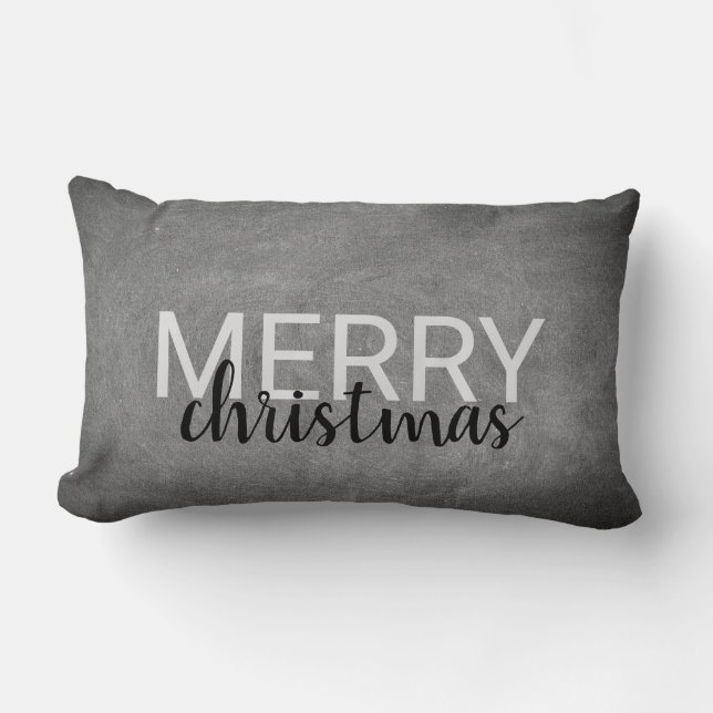 Cojín Lumbar Personalizado moderno de pizarra para Navidad (Anverso)