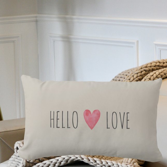 Cojín Lumbar Personalizado Moderno Hola AMOR Valentines Couple  (Subido por el creador)